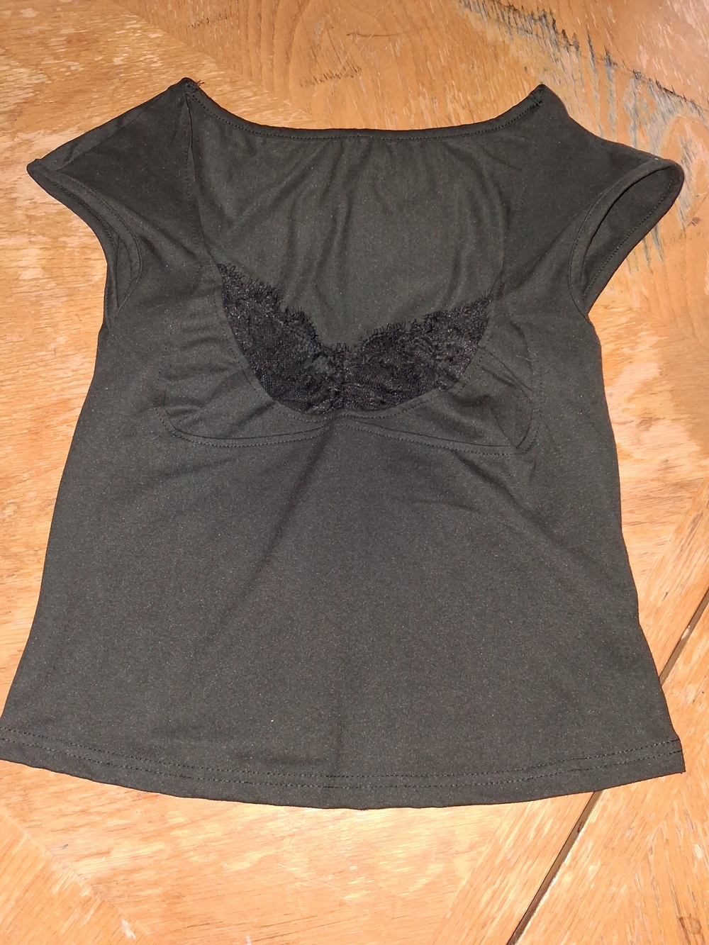 ROMWE Black Lace Inset Cap Sleeve Top